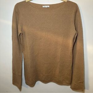 Garnet Hill Classic Camel Luxury Cashmere Knit Top Fall Wardrobe Staple Sz Small